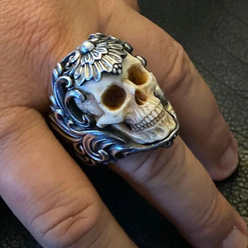 Anillo Calavera Hip-Hop Ajustable - Unisex