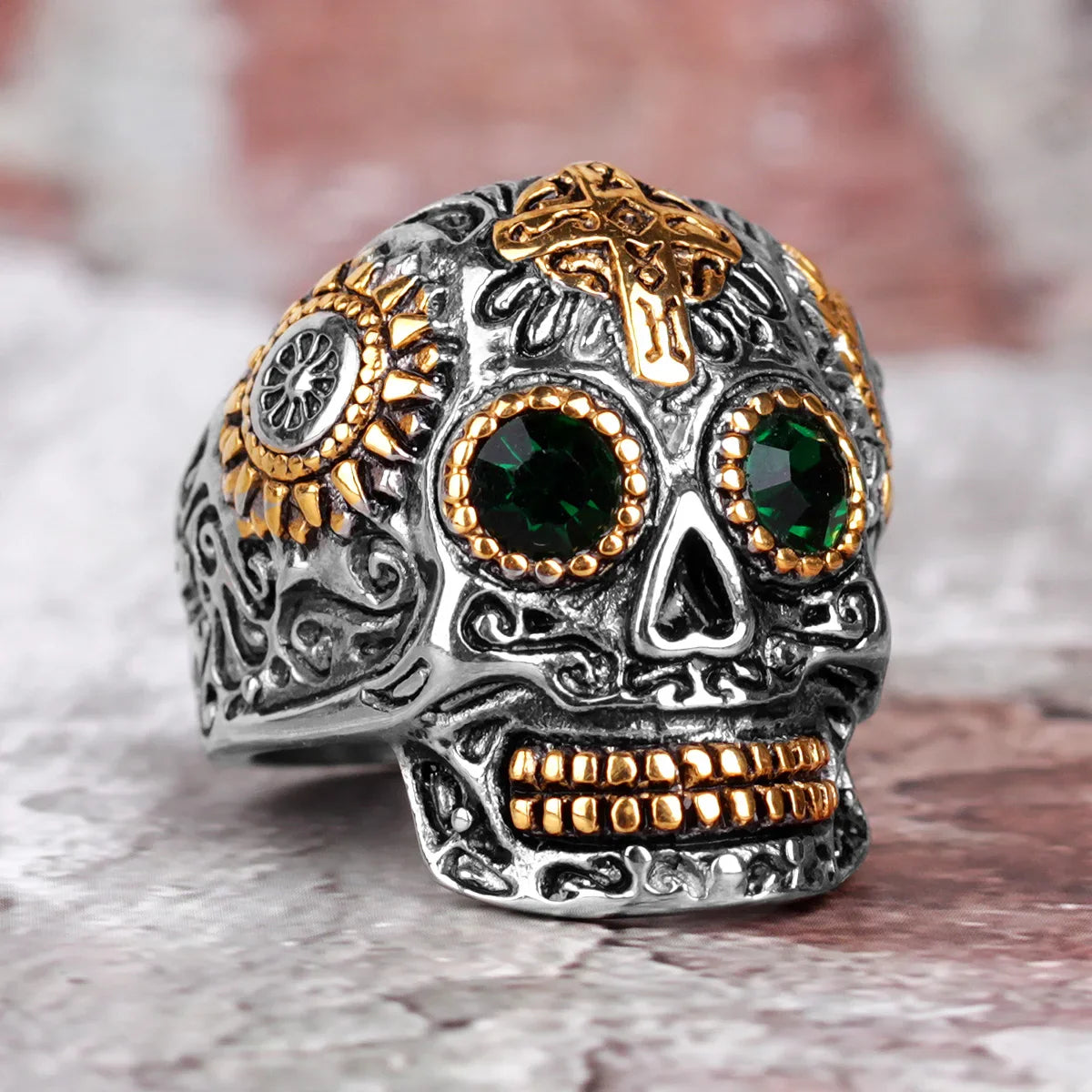 Anillo Calavera con Cruz Gotica - Acero 316L