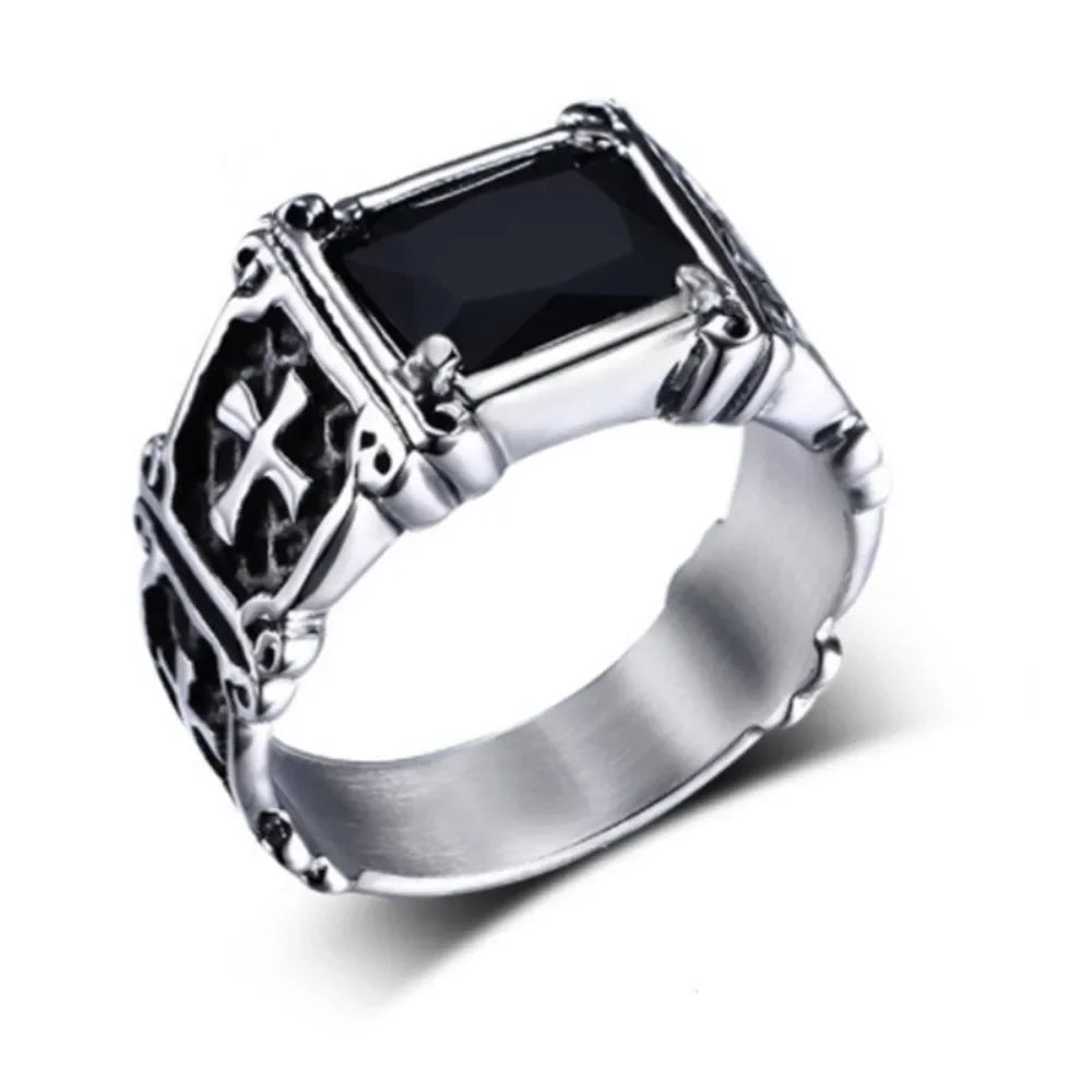 Anillo Cruz con Piedra Roja - Delicado y Moderno