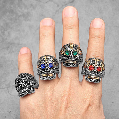 Anillo Calavera con Cruz Gotica - Acero 316L