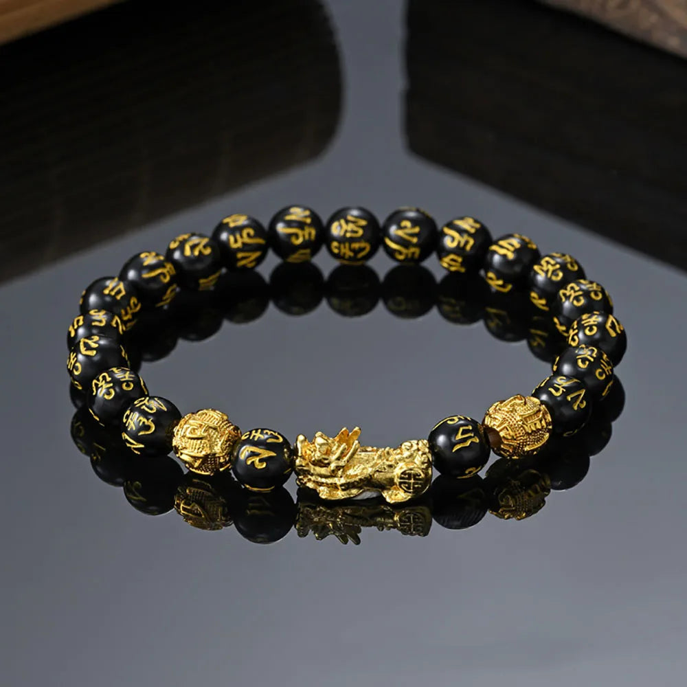 Pulsera Pixiu Obsidiana Negra - Feng Shui Riqueza y Suerte
