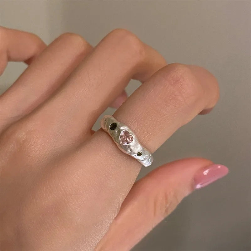 Anillo Giratorio Irregular Plata 925 - Diseno Moderno