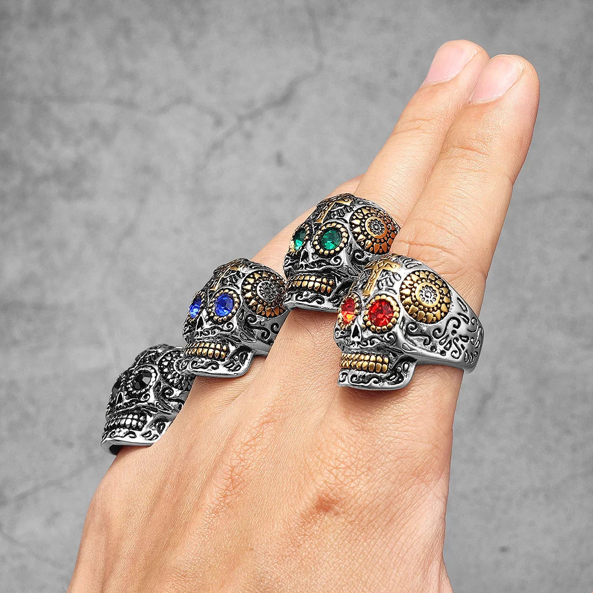 Anillo Calavera con Cruz Gotica - Acero 316L