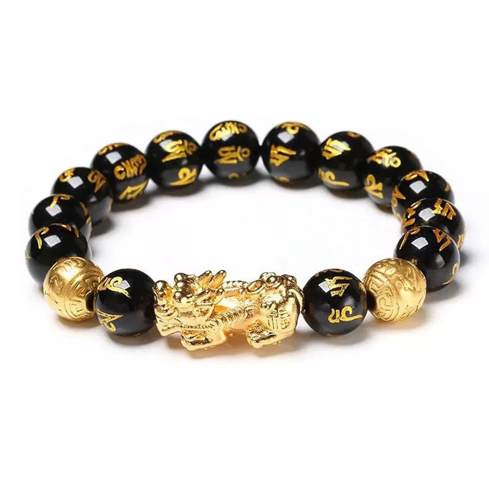 Pulsera Pixiu Obsidiana Negra - Feng Shui Riqueza y Suerte
