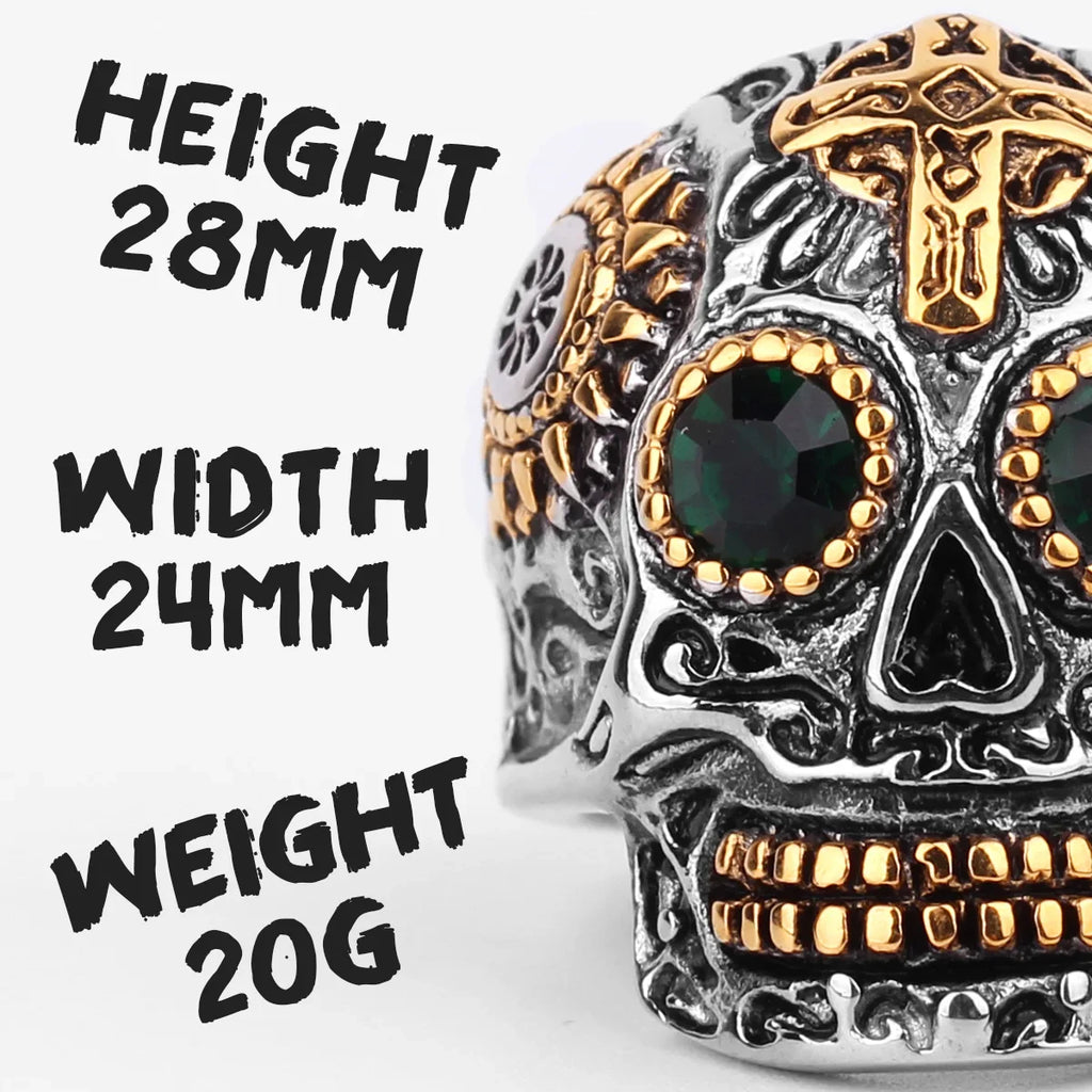 Anillo Calavera con Cruz Gotica - Acero 316L
