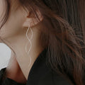 Aros Largos Ondulados - Plata 925 Colgante Tassel