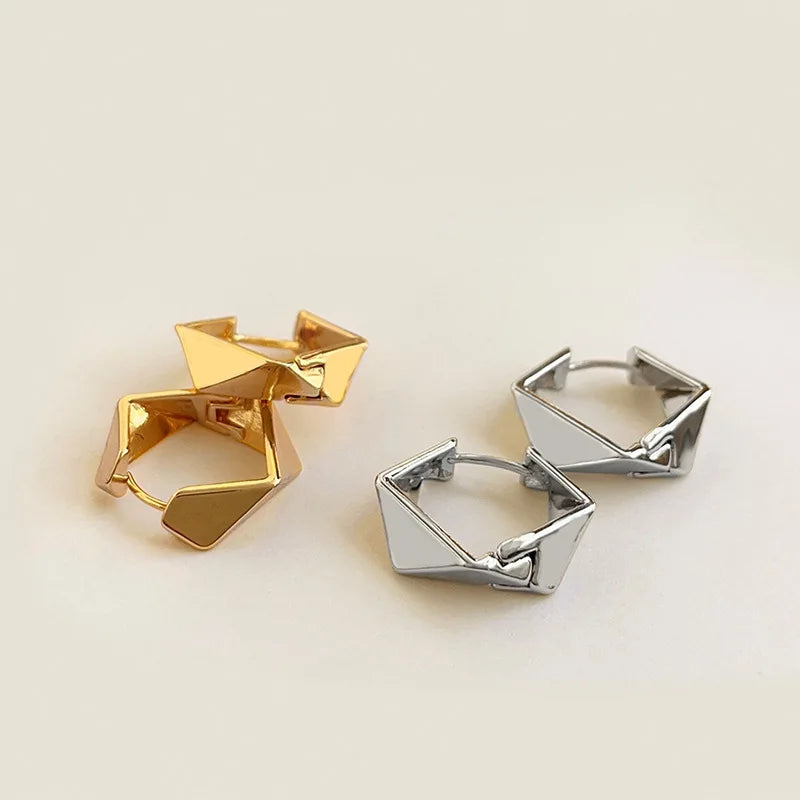 Aros Rombos Plata 925 - Minimalista Irregular