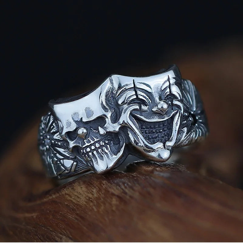 Anillo Joker Dos Caras - Punk Retro Ajustable