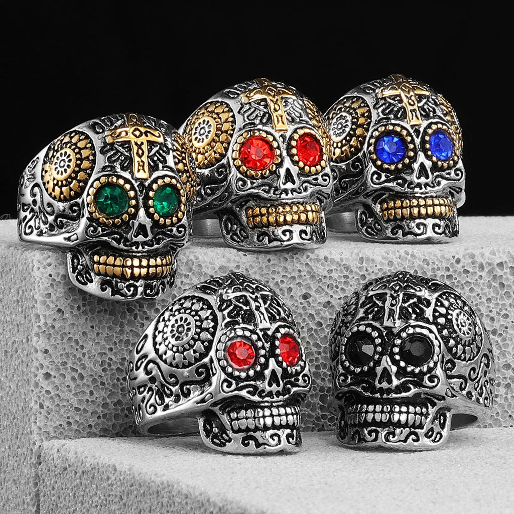 Anillo Calavera con Cruz Gotica - Acero 316L