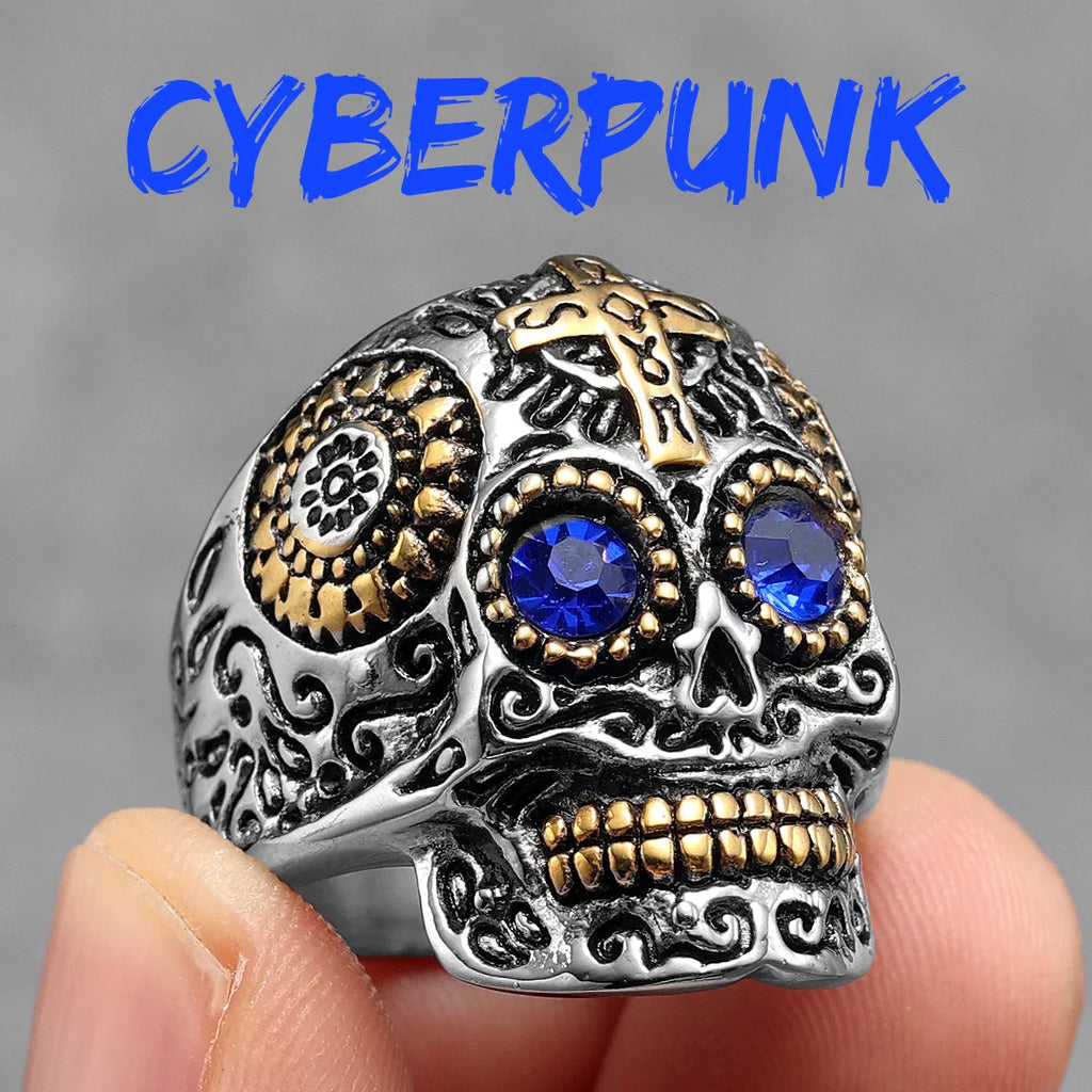 Anillo Calavera con Cruz Gotica - Acero 316L
