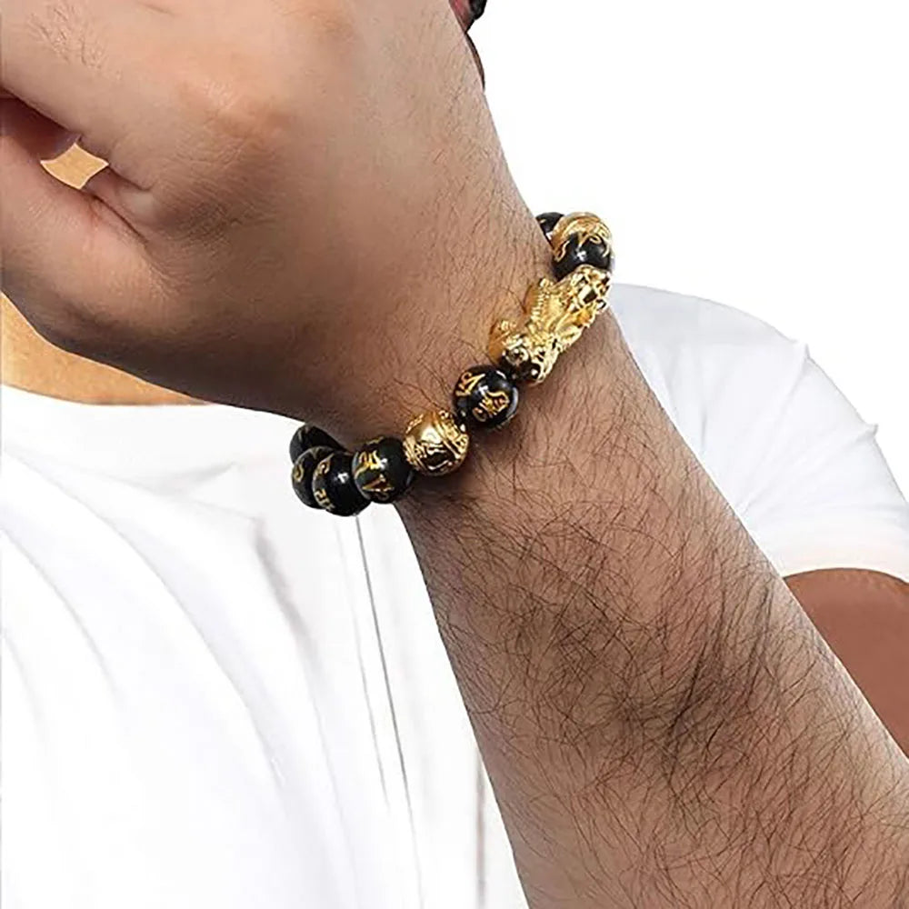 Pulsera Pixiu Obsidiana Negra - Feng Shui Riqueza y Suerte