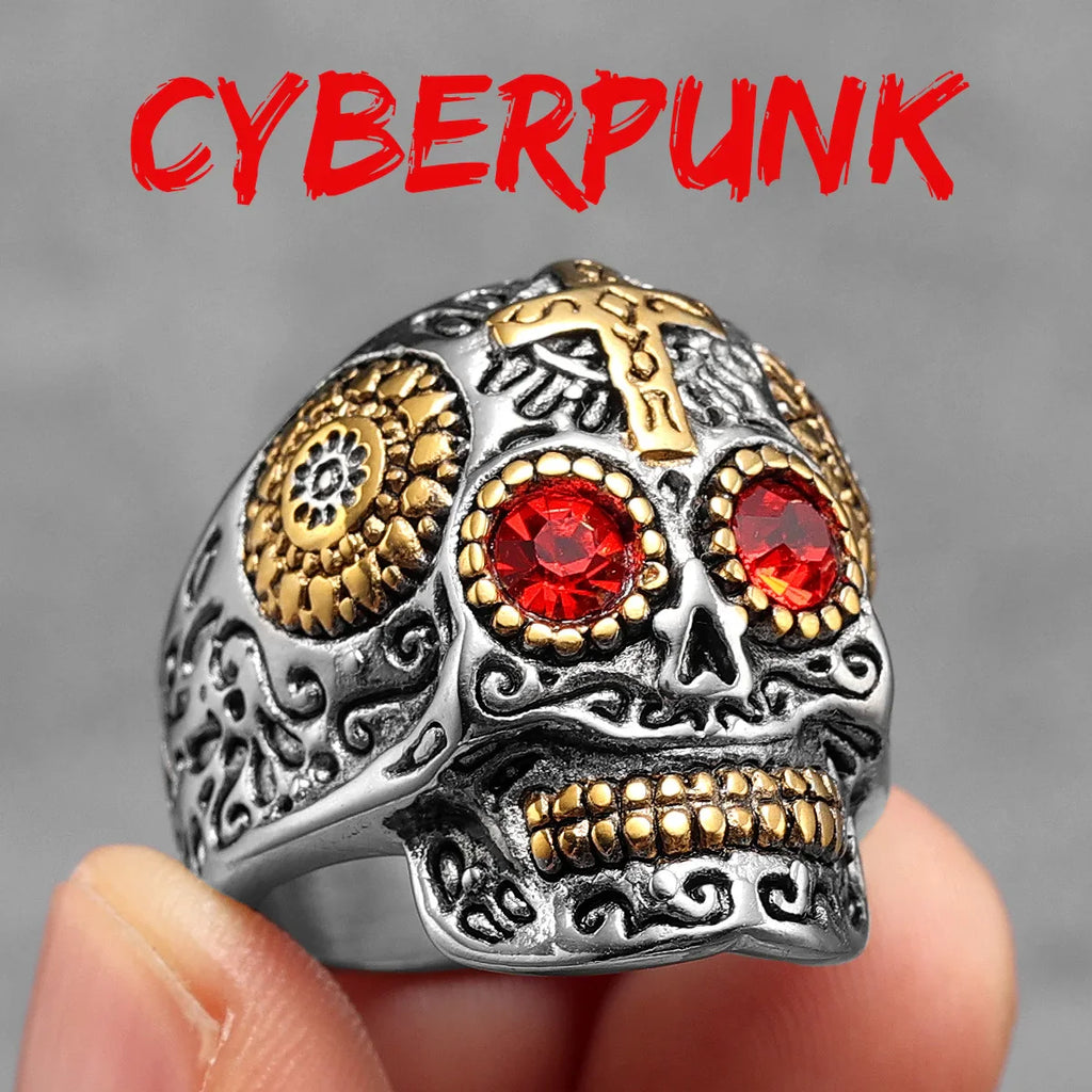 Anillo Calavera con Cruz Gotica - Acero 316L