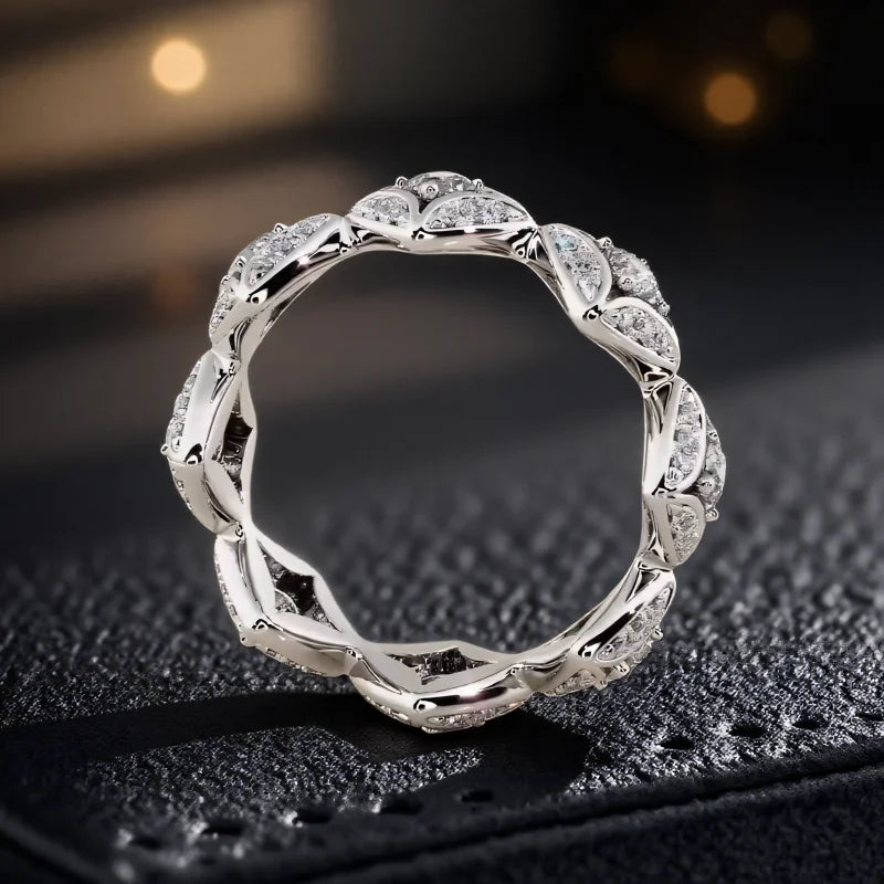 Anillo Geometrico con Zircon Blanco - Plata para Mujer