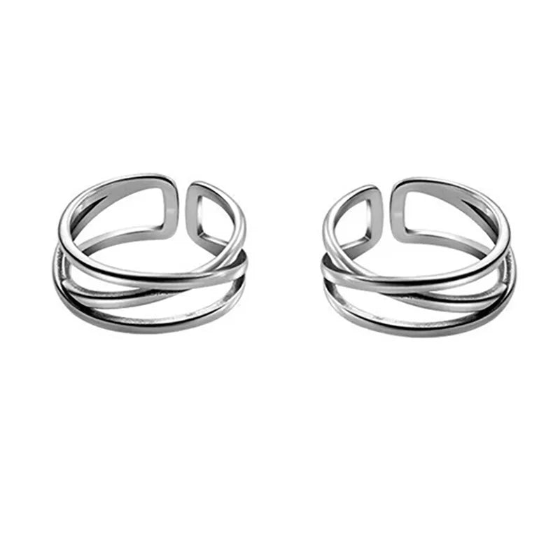 Anillo Cruz Doble Capa Plata 925 - Retro Minimalista