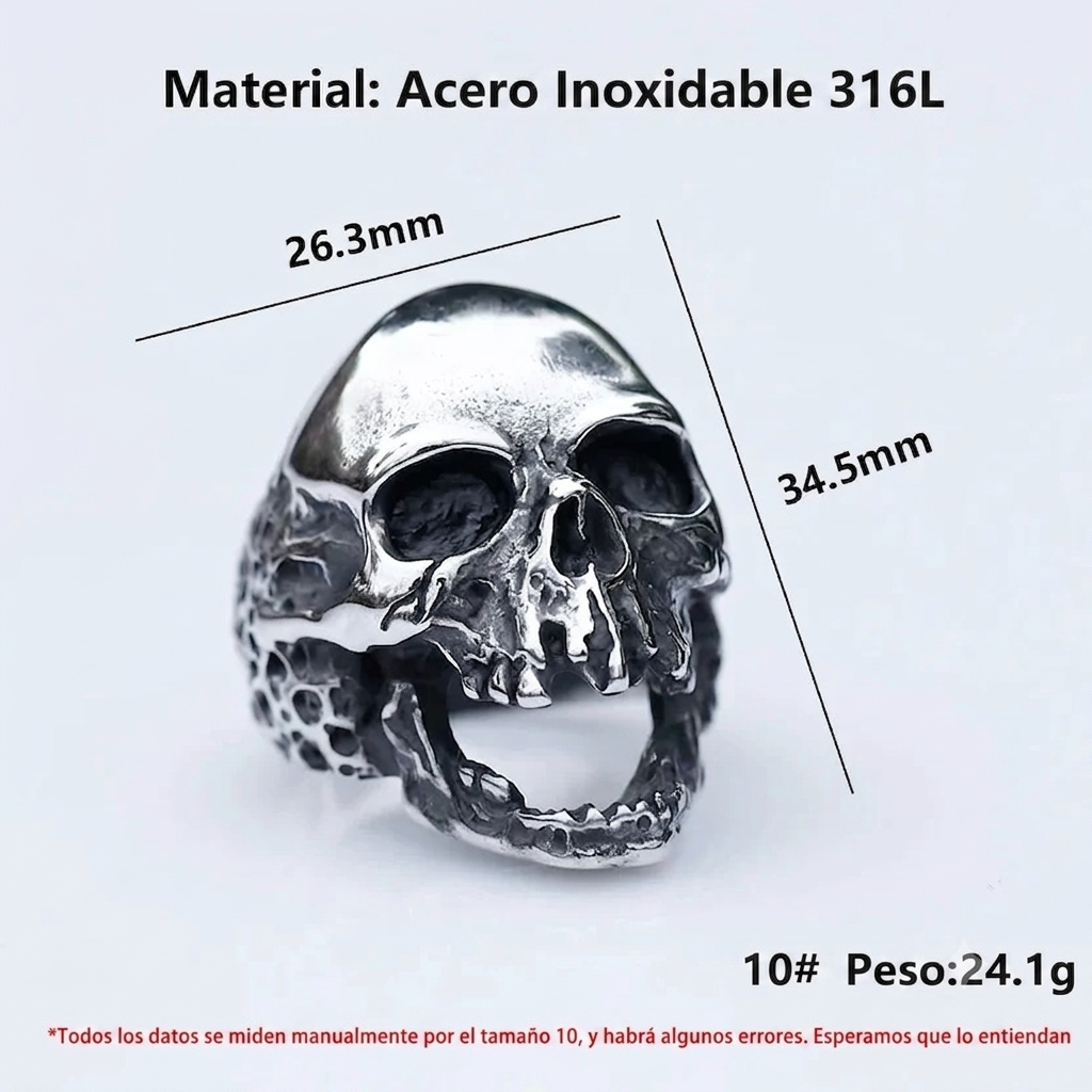 Anillo Calavera Vintage Acero 316L - Estilo Biker