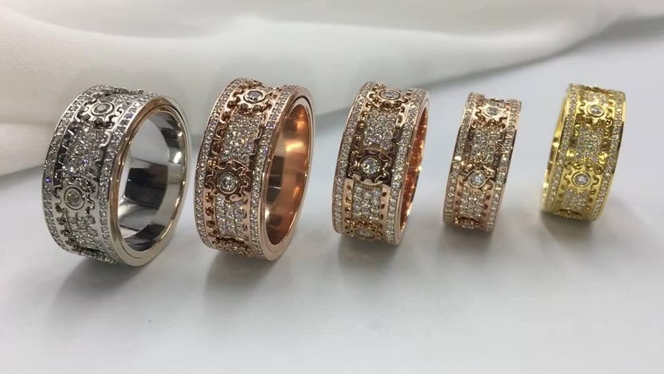 Anillo de Engranajes - Silver Rose Gold y Dorado